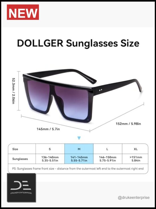 Oversized Square Sunglasses Flat Top Big Black Frame Unisex main image 4